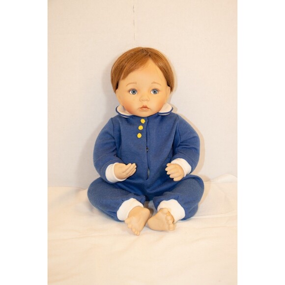 Vtg Porcelain Doll Dianna Effner 9863FB Baby Boy 11" Original Blue Pajamas 1995 - Picture 1 of 10